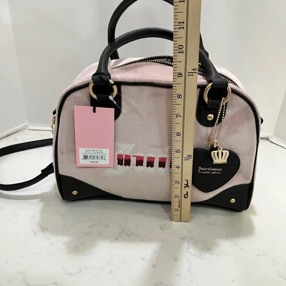 JUICY COUTURE SOFT PINK SATCHEL WITH BLACK ACCENTS